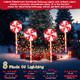 Lollipop Christmas Pathway Lights Outdoor, 6 Pack 29 Inch 160 LED Pathway Markers Lights with Stakes, Lighted Candy Cane with 8 Light Modes for Xmas Walkway Decor (Red and White)