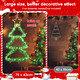LED Christmas Decorations Lights, Green Lighted Christmas Tree with Silver Tinsel and Warm White Star Topper, Battery Operated Hanging Lights for Indoor Outdoor, Window Wall Door Home Decor