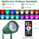 Enhon 4 Pack RGB Spotlight Outdoor for Christmas Waterproof LED Landscape Lighting with Timer 10 FT Power Extension Cord, 120V Remote Control Color Changing Spotlights for Yard Garden Lawn