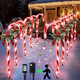 Enhon 10 Pcs Christmas Candy Cane Light with 4 Christmas Theme Music, 21 inch Pathway Markers Light with Stakes Christmas Driveway Light for Xmas Holiday Party Walkway Garden Decor (Red, White)