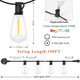 100FT LED Outdoor String Lights, Waterproof Patio Lights with 50+2 Edison Shatterproof Bulbs, Outside Hanging Light, Christmas Decorative for Patio, Cafe, Garden, Bar