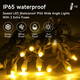 Warm White 50ft UL Listed 100 Count Outdoor LED String Lights Commercial Grade 5mm Wide Angle Christmas Lights for Garden Tree Lighting Decoration, IP65 Waterproof, White Wire