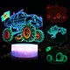 Monster Truck Night Light 3D LED Illusion Lamp 7 Color Changing with Remote Dimmable Room Decor for Boys Kids Grandson Birthday Christmas s