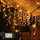 Outdoor Icicle Christmas Lights, 32.8 Ft 400 LED Icicle Lights, Waterproof Plug Fairy Tale String Lights with 8 Mode Timer for House Holiday Eaves Patio Party Room Indoor Decoration (Warm White)