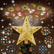 Christmas Tree Topper Lighted with 6 Pattern Projection Modes, Christmas Star Tree Topper Built-in LED Rotating Lights, 3D Glitter Dynamic Projection for Christmas Tree Decor(Gold)