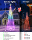 Flacchi Smart Christmas Cone Tree Lights - Star Tree Topper with Removable Bracket, App Control, Sync with Music, Smart Waterfall Colored Lights for Indoor Outdoor Xmas Decorations (8.2ft)