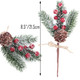 10 PCS Artificial Christmas Tree Picks Sprays 8" Frosted Pine Branches Stems with Pinecones & Red Holly Berries Twigs for Home Garden Xmas Party Flower Arrangements Ornaments Holiday Decor (Red)