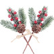 10 PCS Artificial Christmas Tree Picks Sprays 8" Frosted Pine Branches Stems with Pinecones & Red Holly Berries Twigs for Home Garden Xmas Party Flower Arrangements Ornaments Holiday Decor (Red)