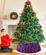 FOTSHARER Christmas Tree Collar Purple 23.6 Inch Sequin Tree Skirt Halloween for Shimmer Glitter Tree Collar Small Xmas Tree Ring Velvet Tree Collar for Pencil Tree Christmas Tree Base Cover Decor