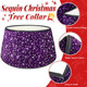 FOTSHARER Christmas Tree Collar Purple 23.6 Inch Sequin Tree Skirt Halloween for Shimmer Glitter Tree Collar Small Xmas Tree Ring Velvet Tree Collar for Pencil Tree Christmas Tree Base Cover Decor
