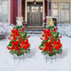 2 Pack 24.5 Inches Christmas Pathway Trees Outdoor Artificial Christmas Tree Urn Filler with 66 LED Lights Tree Topper Pine Cones Red Berries for Home Holiday Christmas Decor (White)