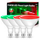 Red and Green Light Bulbs [4 Pack], Par38 LED Red Green Flood Light Bulbs Outdoor for Christmas Decor 15W E26, Red Green Bulb Christmas Light Bulbs Porch Home Lighting, Non-Dimmable, 2 Red+2 Green