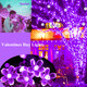 FULLBELL String Lights, Purple Lights Room Decor Flower String Lights 33 Feet 100LED 8 Modes Wedding Party Indoor Outdoor Flower Lights LED Lights for Bedroom Birthday Decorations (Purple)