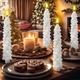 Funtery 6 Pcs Christmas Flameless Taper Candles with Remote Timer 9.7 Inch Real Wax Battery Operated Christmas Tree Candle Lights Candlesticks with 3D Flame for Home Windows Fireplace Decor (White)