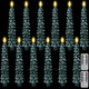 Funtery 12 Pcs Flameless Taper Candles Christmas Tree Candle with Remote Timer 9.7" 3D Real Wax Flickering LED Candles Battery Operated Lights Candlesticks with Flame for Xmas Home (White Green)