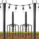 2 Pack String Light Poles for Outside, Metal Christmas Lights Hanger Pole Outdoor with Fork, Lighting Hanging Pole for Patio Garden Backyard Yard Camping Party