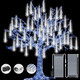 Christmas Lights Meteor Shower Rain Light Falling Rain Lights with 16 Tubes 384 LEDs Waterproof Icicle Snow Fall String Lights for Party Tree Home Patio Outdoor Decoration(16 Tubes,White)