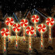 Ganeen 8 Pack Christmas Pathway Markers Lights Christmas Lollipop Lights Outdoor 25.6'' Christmas Candy Pathway Decorations with 8 Lighting Modes String Lights Plugin for Holiday(Red)