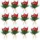 Geosar 24 Pieces Christmas Artificial Greenery Pine Branches Christmas Holly Artificial Berry Stems Pine Needles Branches Floral Picks Xmas Tree Party for Christmas Holiday Decor (Red)