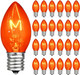 25 Pack Christmas String Light Bulbs, C7 Clear Orange Light Replacement Bulbs for Christmas Lights Indoor, Orange Light Bulb fits E12 Base, 5W Incandescent Bulbs for Christmas Decorations Outdoor