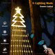420 LED Outdoor Christmas Decorations Star String Lights Waterproof String Lights with Christmas Tree Topper, 8 Lighting Modes Waterfall Lights for Tree Patio Garden Yard Party (Warm White)