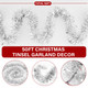 50 Ft Silver Tinsel Garlands Christmas Tree Decorations, Thick Thin Metallic Streamers Xmas Christmas Tinsel Garland Silver Garland,Garland for Indoor&Outdoor Decor (Silver)