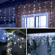 LED Icicle Lights, 13FT 96 LEDs 8 Modes Window Curtain Extendable Fairy Christmas Ceiling Dangling Hanging Twinkle Memory Lights for Party Home Decorations Outdoor Indoor (Cool White, 4M)