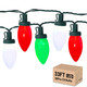HAYATA C9 Bulbs Christmas Lights 50 LED 36ft Strawberry String Light Red&White&Green - Fairy Lighting for Outdoor, Indoor, Garden, Yard, Party, Home, Wreath, Garland, Christmas Tree Decorations