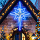 Large Bethlehem Star Motif Light 43inch, Christmas Outdoor Decoration Waterproof LED Star Sign Super Bright, for Nativity Scenes Window Wall Front Door Roof Home Party, Blue&White