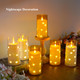 Flickering Flameless Candles with Remote, 6pcs Battery Operated Candles with Embedded String Lights, LED Electric Candles Acrylic Pillar Candles D3 H6, White