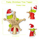 10 inch Christmas Tree Topper, Cute and Funny Christmas Thief Hiding Behind Gold Star Sculpted Tree Topper, Hand-Painted Unique Red Green Xmas Monster Decorations for Table Shelves Home Indoor