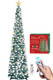 HMASYO 6 FT Pop Up Tinsel Christmas Tree with 100 LED Lights & Remote, Collapsible Artificial Pencil Tree with Snowflake Ornaments Xmas Decoration for Home, Office, Party, USB Powered Timer Lights