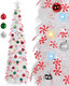 HMASYO 5 FT Pop Up Candy Cane Christmas Tree with Timer Lights and Decorations, Tinsel Christmas Tree with Candy and 24 Balls Ornament, Collapsible Pencil Tree Xmas Decoration for Home, Office, Party
