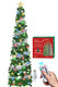 HMASYO 6 FT Pop Up Tinsel Christmas Tree with 100 Colored Timer Lights & Remote, Green Sliver Collapsible Artificial Pencil Tree Xmas Decoration for Home, Office, Party, USB Powered, Easy Assembly