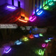 Solar Step Lights Outdoor Waterproof LED, RGB Color Changing Stick on Solar Lights Auto ON Off, Deck Step Lights Solar Powered Decor for Stairs,Pool,Yard,Patio(4 Pack)
