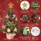 HOXHA Mini Christmas Tree, 22 Inch Small Tabletop Set, Star Tree Topper, Pine Cones Berries and Christmas Ornaments for Christmas Holiday Home Office Table Decorations, Green