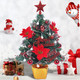 HUAESIN Tabletop Christmas Tree 22 Inch Prelit Tabletop Christmas Tree Small Fake Poinsettia Xmas Tree with LED Lights Red Star Topper Indoor for Home Office Outdoor Holiday Decoration
