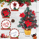 HUAESIN Tabletop Christmas Tree 22 Inch Prelit Tabletop Christmas Tree Small Fake Poinsettia Xmas Tree with LED Lights Red Star Topper Indoor for Home Office Outdoor Holiday Decoration