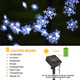 HUGSVIK 100 LED Solar Snowflake Lights String, 55Ft Solar Christmas Lights Outdoor Waterproof, 8 Mode Outdoor Snowflake Christmas Lights for Christmas Tree Garden Patio Arbor Garland (Cool White)