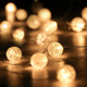 Globe String Lights for Bedroom, Decorative Christmas Lights, Crystal Crackle Ball Lights 10Ft 30 LED Soft White Battery Operated Fairy Lights Perfect for Valentine's Day Decor
