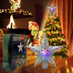 Christmas Tree Topper Lighted with LED Rotating Colorful Projector,Silver Hollowed Christmas Star Tree Topper,Plug in Christmas Tree Ornament for Indoor Outdoor Christmas Tree Decorations
