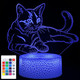 i-CHONY Cat 3D Illusion Lamp,Cute Cat LED Night Light,with Remote & Smart Touch 16 Colors Bedroom Decorations Bedside Lamp - Cat Love for Women Teens Girls Kids Birthday Christmas