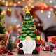 Ceramic Christmas Trees That Light Up Christmas Gnomes, 8" Gnome Christmas Tree with 46 Lights, Small Tabletop Christmas Tree Gnome Christmas Decorations for Home Room Fireplace (Green)