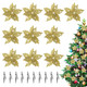 IMIKEYA Christmas Glitter Poinsettia Flowers：10PCS Christmas Tree Flowers 9.8" Christmas Artificial Flowers Poinsettia Flower Faux Christmas Flowers for Xmas Tree Wedding Party Wreath Decor