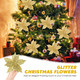 IMIKEYA Christmas Glitter Poinsettia Flowers：10PCS Christmas Tree Flowers 9.8" Christmas Artificial Flowers Poinsettia Flower Faux Christmas Flowers for Xmas Tree Wedding Party Wreath Decor