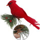 IUIBMI 10 Pack Artificial Red Cardinal Birds Clip on Pine Branches Ornaments for Christmas Tree Realistic Feathered Birds for Wreaths DIY Crafts Decor