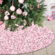 Pink Christmas Tree Skirt 36 Inch Sequin Tree Skirt, Glitter Sequins Tree Mat for Christmas Tree Decorations, Blush Pink Xmas Tree Skirts for Pink Christmas Ornaments