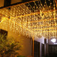 LED Icicle Lights, 8 Modes 19.7FT 150 LEDs Christmas Short Curtain Fairy Hanging Ceiling Extendable Lights for Wedding Balcony Doorway Outdoor Indoor Decoration Warm White, 6M05