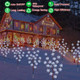 Designed Set of 4pcs 80 led Solar Christmas Snowflake Lights for Yard Decor,8 Modes Waterproof Outdoor Lighted Solar Stake Lights for Xmas Lawn Walkway Holiday Cemetery Decoration(Cool White)