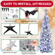 Jenaai 3 Pcs Pop up Christmas Tree 5ft Tinsel Pencil Christmas Tree with LED String Light Silver Balls Tree Star Topper Artificial Collapsible Christmas Tree Ornaments for Xmas Holiday Party Decor